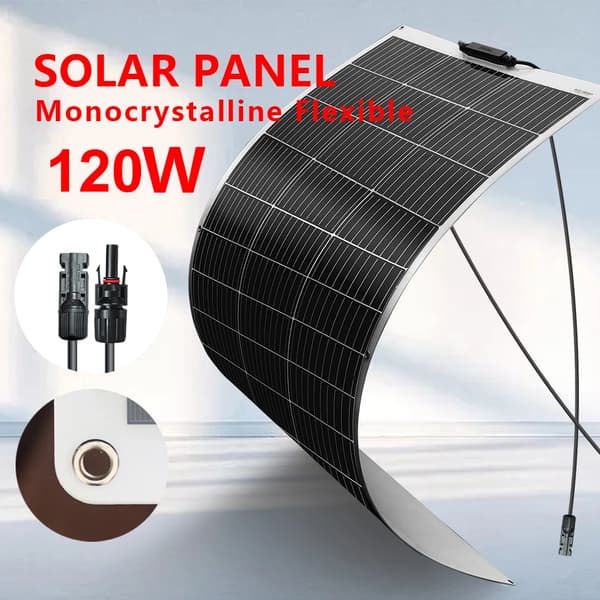 Fleksibel Solpanel, Letvægts 120W, Høj-effektiv Monokrystallinsk Design,18.15V 120W-Hvid
