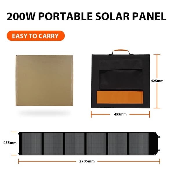 Ctolity Bærbar Solpanel, 200W Kapacitet, Sammenklappeligt Design,SP200