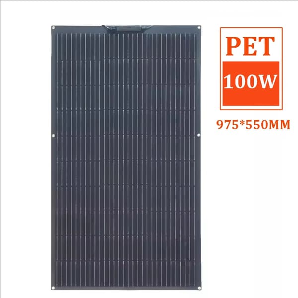 Solpanel, Fleksibel, Vandtæt,100w PET Sort