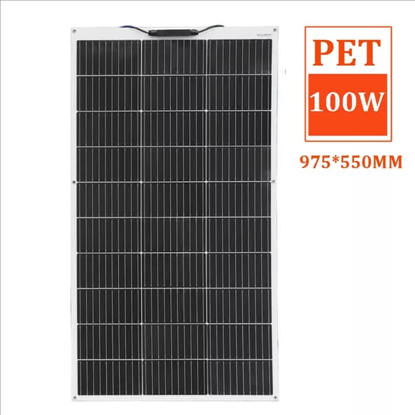 Solpanel, flexibel, vattentät,100w PET Vit