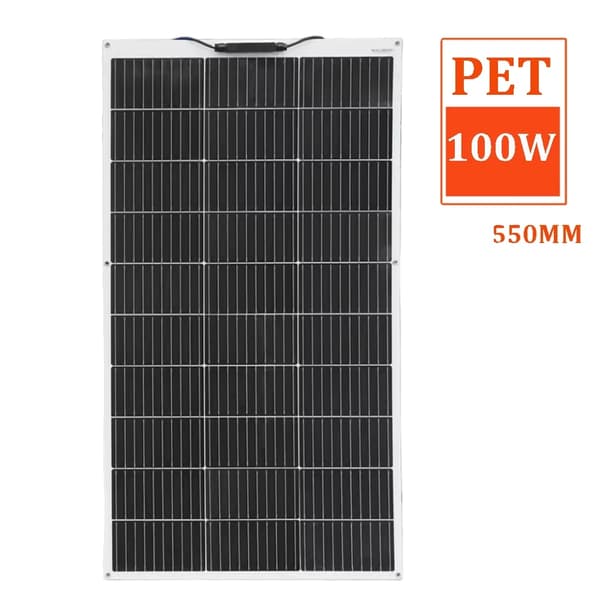 Solpanel, flexibel, vattentät,100w PET Vit