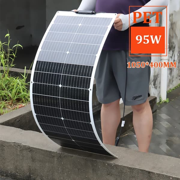 Solpanel, flexibel, vattentät,95w PET Vit