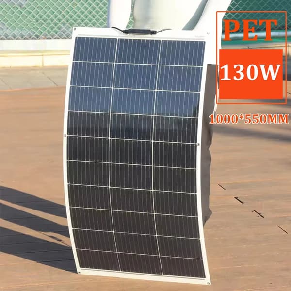 Solpanel, Fleksibel, Vandtæt,130w PET Hvid