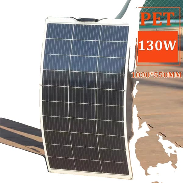 Solpanel, Fleksibel, Vandtæt,130w PET Hvid