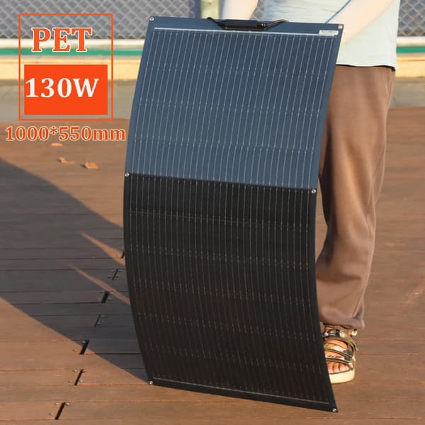 Solpanel, flexibel, vattentät,130w PET Svart
