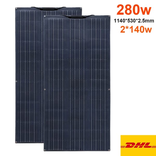 Fleksibel Solpanel, 140W Effektudgang, Høj Effektivitet Design,PET 280W 2STK 140W