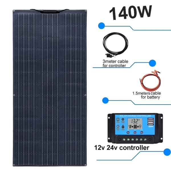 Fleksibel Solpanel, 140W Effektudgang, Høj Effektivitet Design,PET 140w sæt