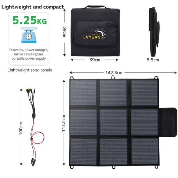 Solpanel, 120W/200W kraftgenerering, kompakt och bärbar design,200W