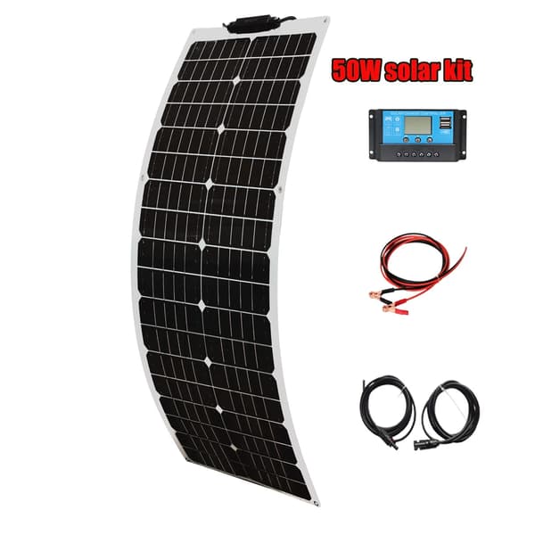 Solcellepanel sæt, monokrystallinsk, fleksibelt,12V50W solarkit