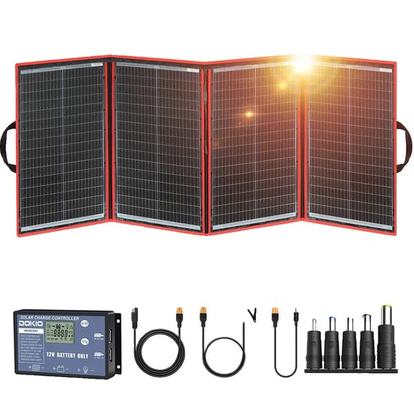 Bärbar Hopfällbar Solpanel, 18V 80W, 12V Kontroller,195W solpanelset