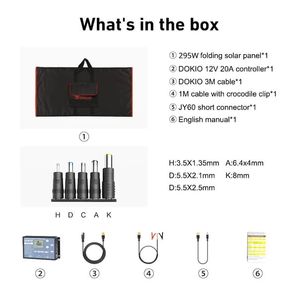 Bärbar Hopfällbar Solpanel, 18V Utgång, Flexibel Design,295W