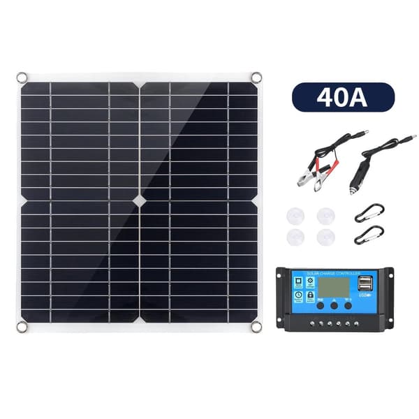 Bærbart solpanel kit, monokrystallinsk silicium, dual USB-udgang, 300W effekt,40A