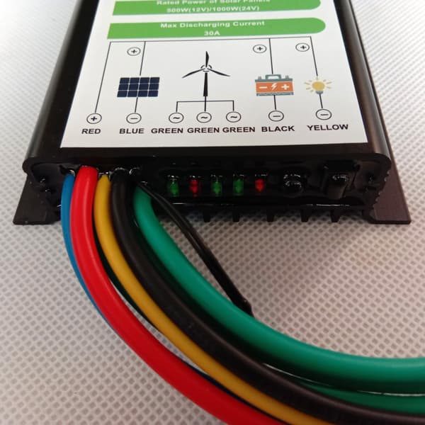 Vind Sol Hybrid Ladecontroller, 800W Vindkraft, 1000W Solkraft,Ekstern Vind-Sol Hybrid, 12V 24V Auto