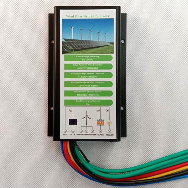 Vind Sol Hybrid Ladecontroller, 800W Vindkraft, 1000W Solkraft,Ekstern Vind-Sol Hybrid, 12V 24V Auto