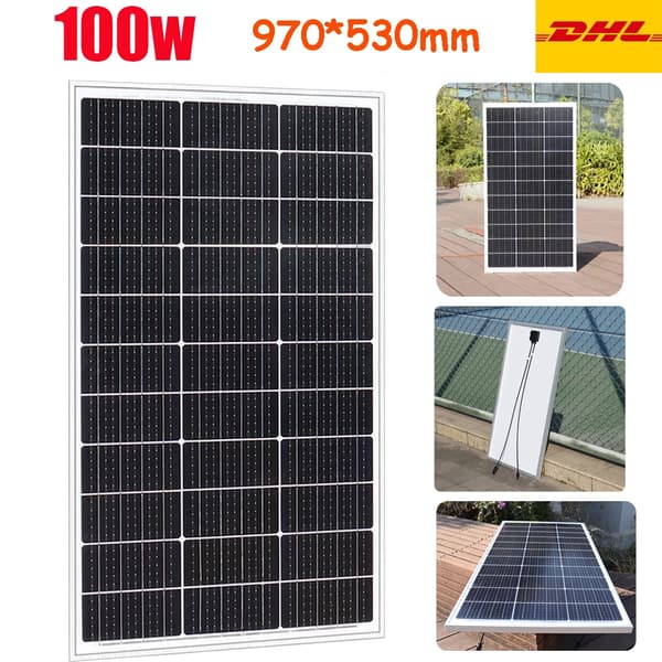 Solcellepanel, 12V batterioplader, DHL gratis forsendelse,100w stiv970X530mm
