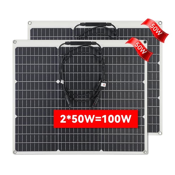 Fleksibelt solpanelkit, 100W output, høj-effektiv monokrystallinsk,50W (2STK)