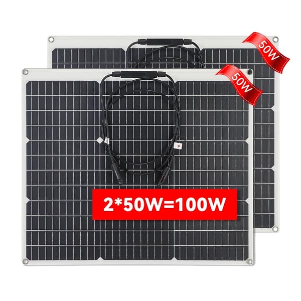 Fleksibelt solpanelkit, 100W output, høj-effektiv monokrystallinsk,50W (2STK)