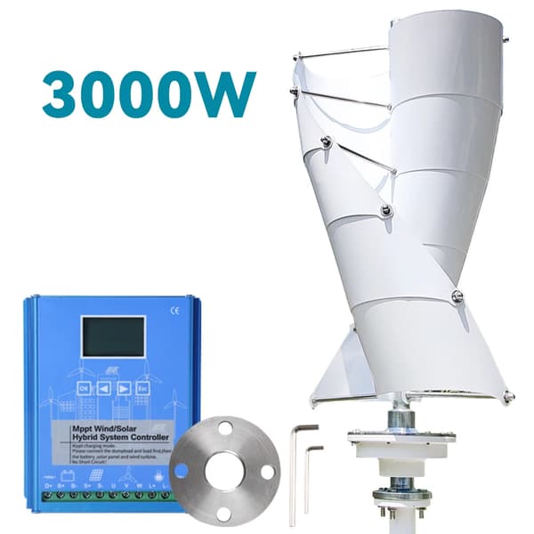 3000W Lodret Vindmølle Generator, Høj Effektivitet, Holdbart Aluminiumslegering,Hybrid Kontroller, 3000W, 24V