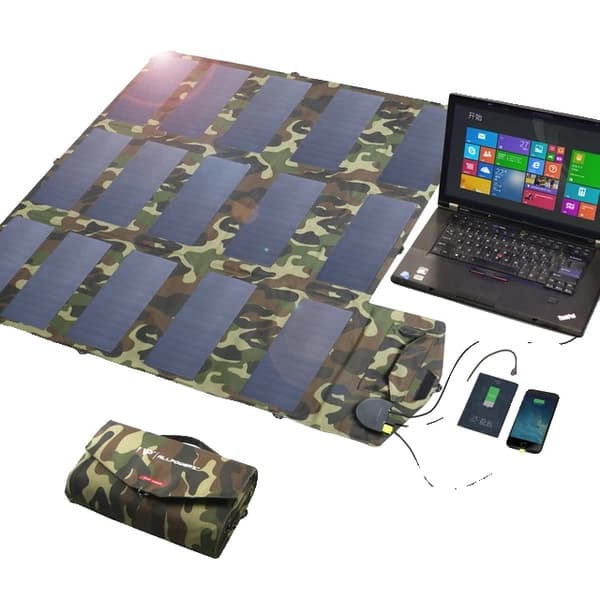 Bærbar solpanel, foldbart design, opladning af flere enheder, Camouflage