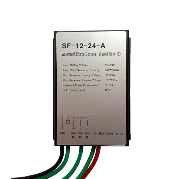 Vindgenerator Laderegulator, 300W/600W Kapacitet, Dobbelt Spændingsunderstøttelse,5 stk, 12V 24V Automatisk