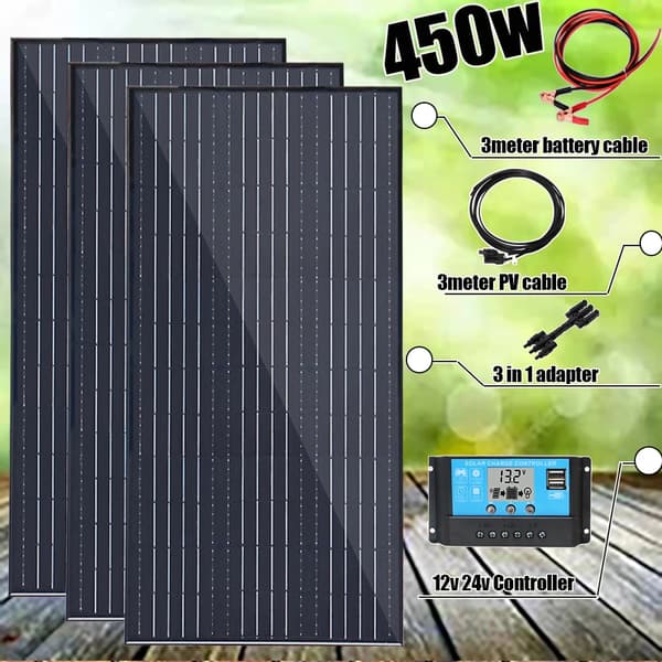 450W Solpanel Kit, Hög Effektivitet Monokristallin, Väderbeständigt Design för RV, Båt, Husvagn,450w ramkit