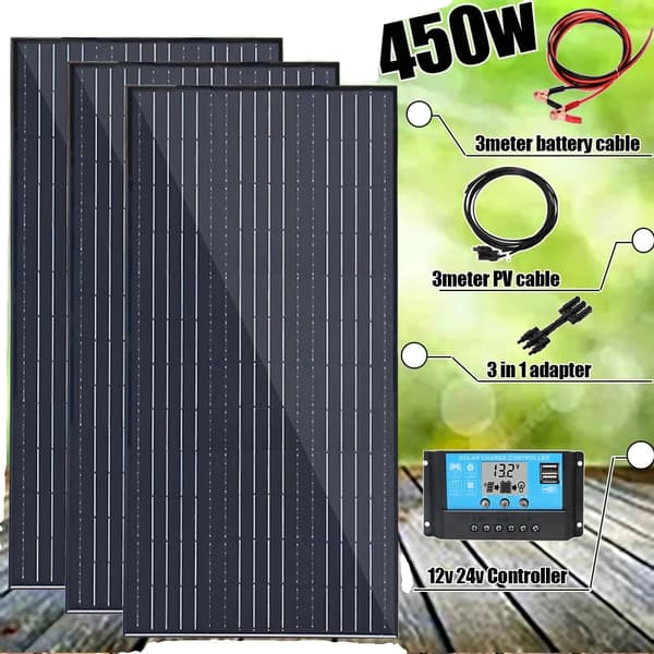 450W Solpanel Kit, Hög Effektivitet Monokristallin, Väderbeständigt Design för RV, Båt, Husvagn,450w ramkit