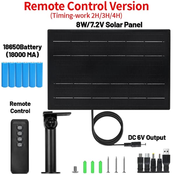 Aurinkovoimalla toimiva laturi, 3-in-1-muotoilu, 18000 mAh akku, 8W 6 kpl lepakko ja kaukosäädin