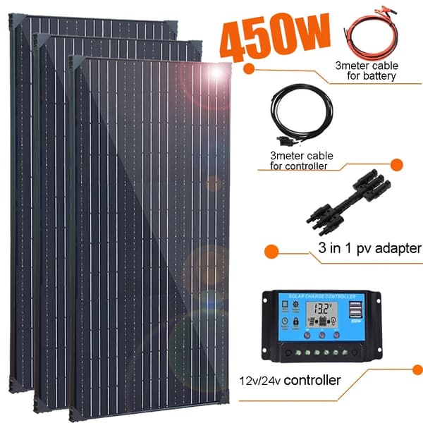 Solcellepanel kit, 450W, 300W, 150W muligheder, kompakt størrelse, holdbar aluminiumsramme,450w sæt