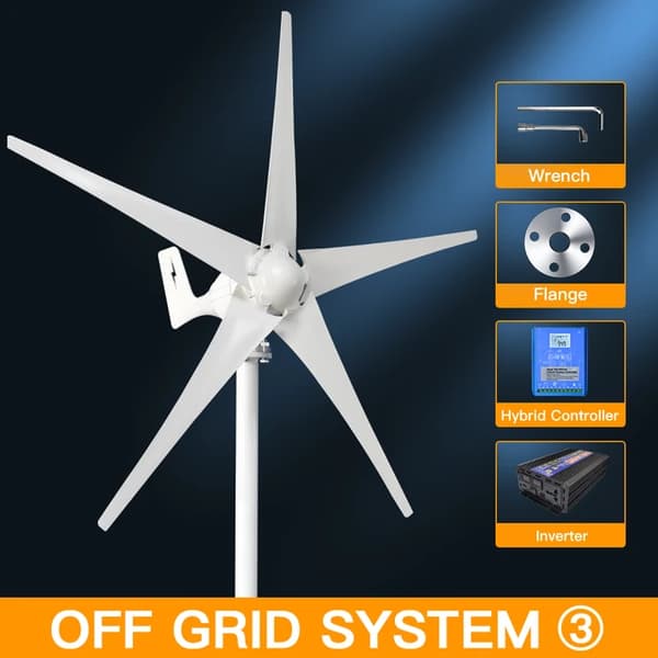 Vindkraftverk, 3000W Effektutgång, Laddningskontroll för hushåll, 12V, off-grid system, 3000W