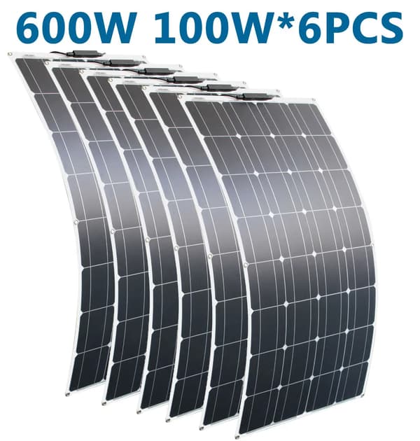 Flexibelt solpanel 100W, Hög Effektivitet 21,8%, Monokristallin PET,600W Solpanel