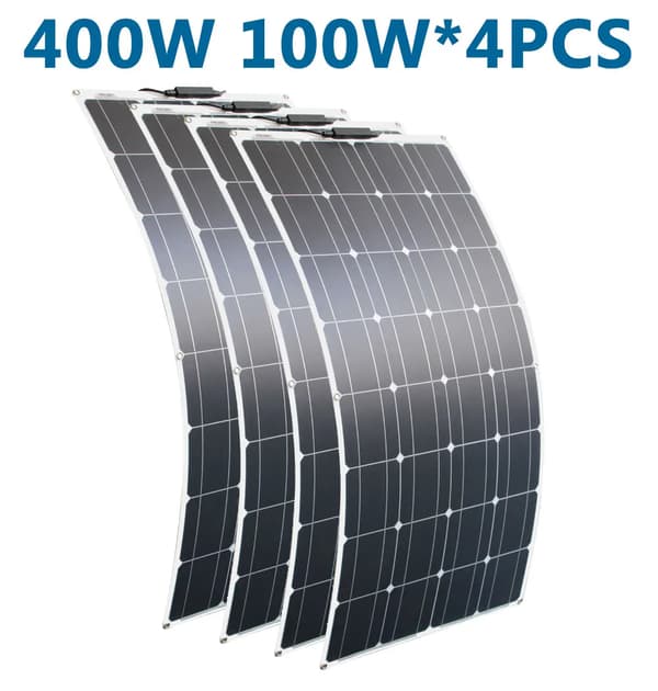 Flexibelt solpanel 100W, Hög Effektivitet 21,8%, Monokristallin PET,400W Solpanel