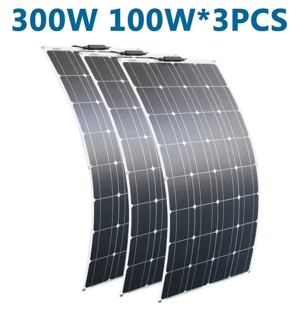 Fleksibelt solpanel 100W, Høj effektivitet 21,8%, Monokrystallinsk PET,300W Solcellepanel