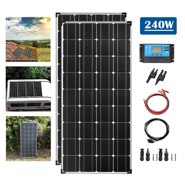 Yksikiteinen aurinkopaneeli 120W, Korkea hyötysuhde 21,8%, Kestävä ja kompakti muotoilu,12V24V 240W paketti