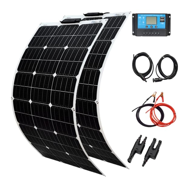 Flexibelt solpanelspaket, 24% effektivitet, vattentät och hållbar,12V 24V 200W Kit