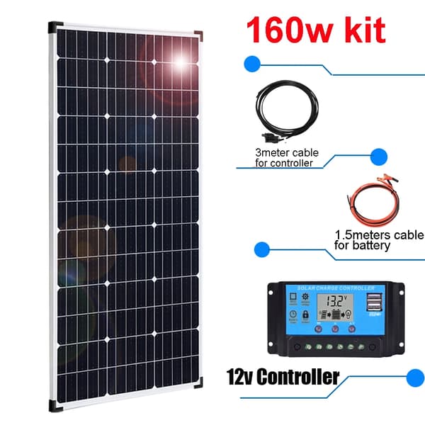 320W/160W Monokrystallinsk Solpanel, Høj Effektivitet 21%, Holdbar Aluminiumsramme,160w sæt