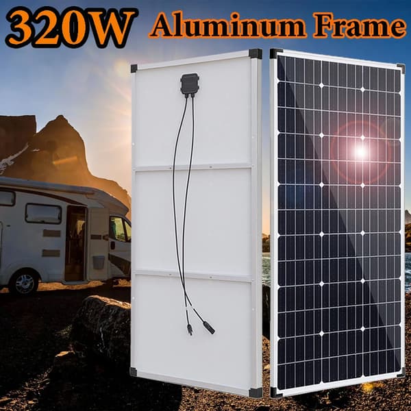 320W/160W Monokristallin solpanel, hög effektivitet 21%, hållbar aluminiumram,320w 2st 160w
