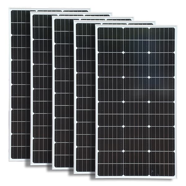 100W Solcellepanel, Høj Effektivitet Monokrystallinsk, Fleksibel Batterikompatibilitet 1050x530x25mm,5 stk. Solpaneler
