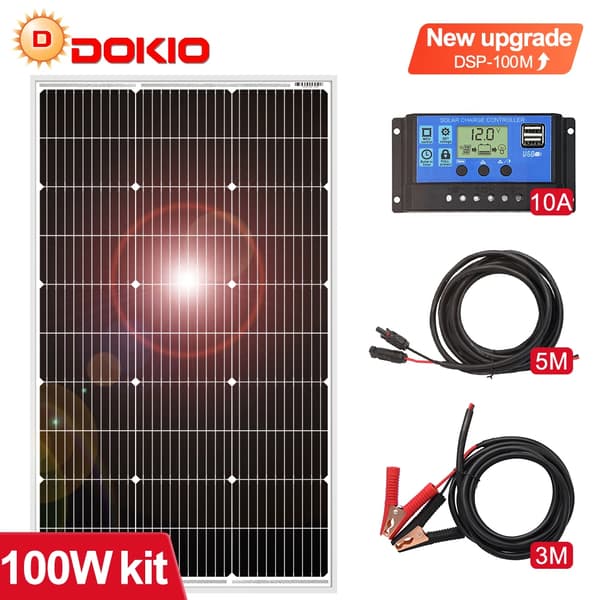 Solpanel, 18V Utgång, Vattentät & Stabil,100W Set