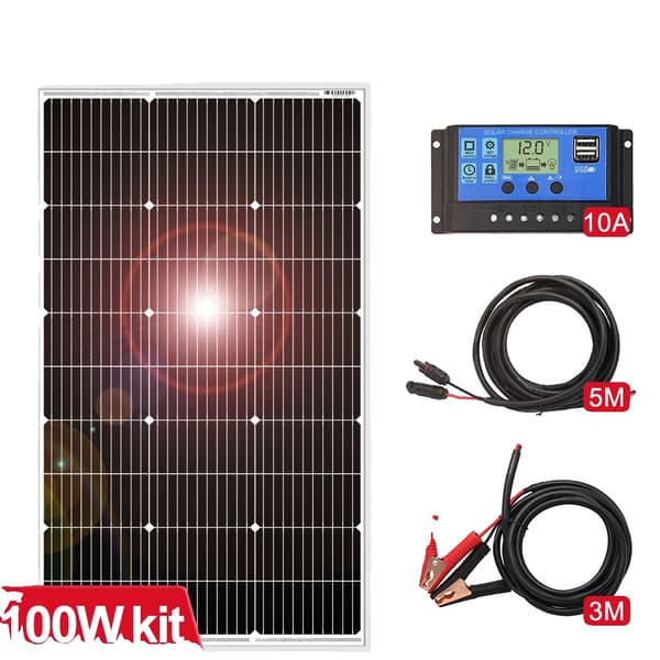 Solcellepanel, 18V Output, Vandtæt og Stift ,100W Sæt