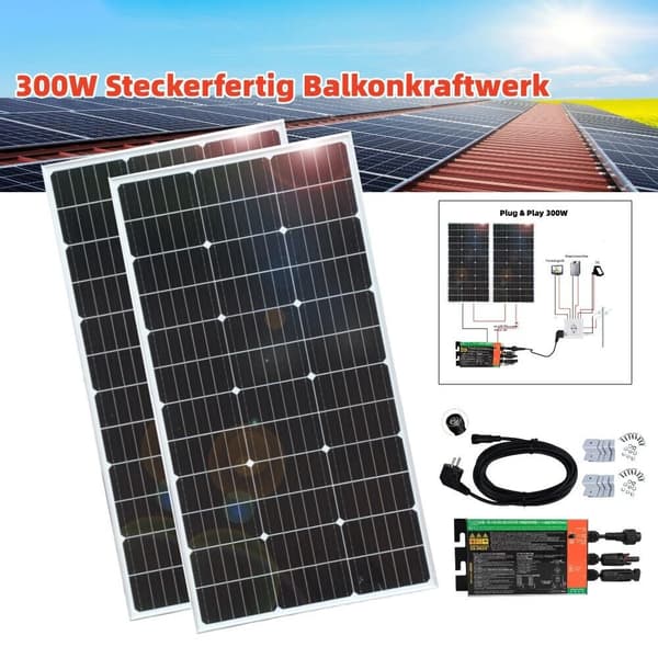 Solpanelssystem, hög effektivitet monokristallin, plug-and-play-installation,300w plug and play