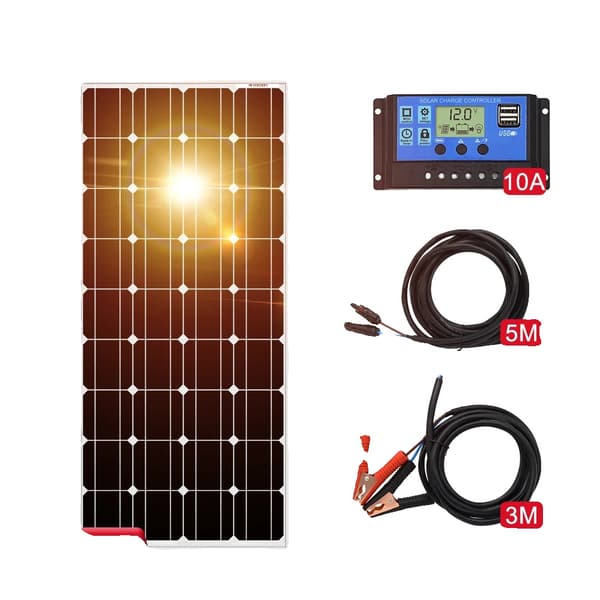 Dokio Solpanel Set, Mångsidiga Kraftalternativ, Pålitlig Laddningskontroll,Stel 100W Set