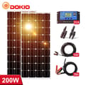 Miniatyrbild 2 av 2: Dokio Solpanel Set, Mångsidiga Kraftalternativ, Pålitlig Laddningskontroll,Stel 200W Set