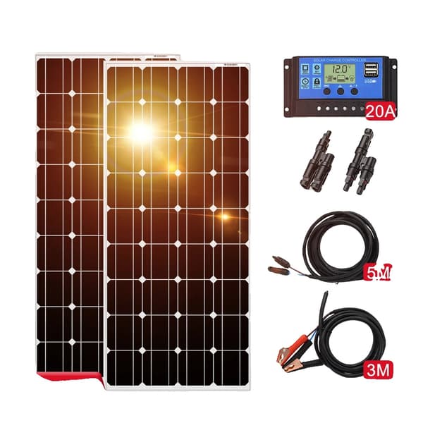 Dokio Solpanel Set, Mångsidiga Kraftalternativ, Pålitlig Laddningskontroll,Stel 200W Set
