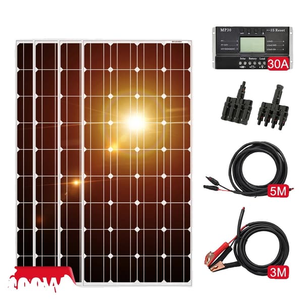 Dokio Solpanel Set, Mångsidiga Kraftalternativ, Pålitlig Laddningskontroll,Stel 400W Set