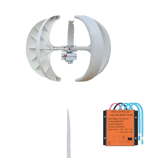 Vindturbin generator, 400W effektutgång, vertikal axeldesign, 12V, Vit