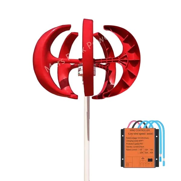 Vindturbin generator, 400W effektutgång, vertikal axeldesign, 12V, Röd