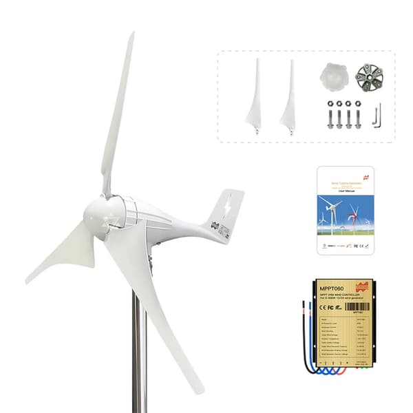 Vindturbin generator, låg hastighet, LED-indikeringslampa, 24V, 3 eller 5 vindturbiner