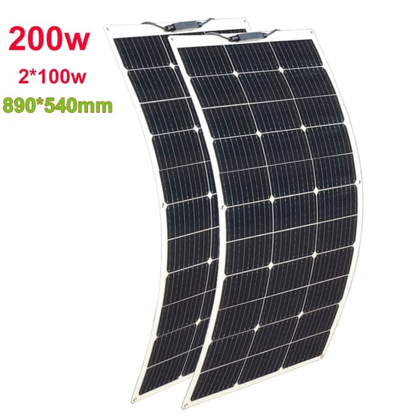 Joustava aurinkopaneeli, 100 W teho, monokiteinen materiaali,200w 2kpl 100w