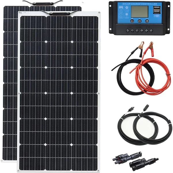 Solpanelssats, 200W flexibla paneler, kompatibilitet med 12V-batteri, 200W Kit