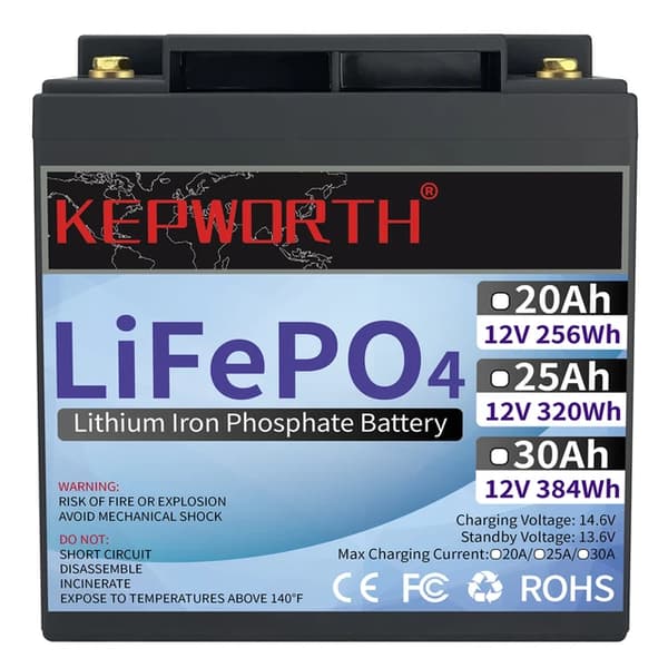 Litiumjärnfosfatbatteri, BMS ingår, olika kapaciteter, 12V 30Ah